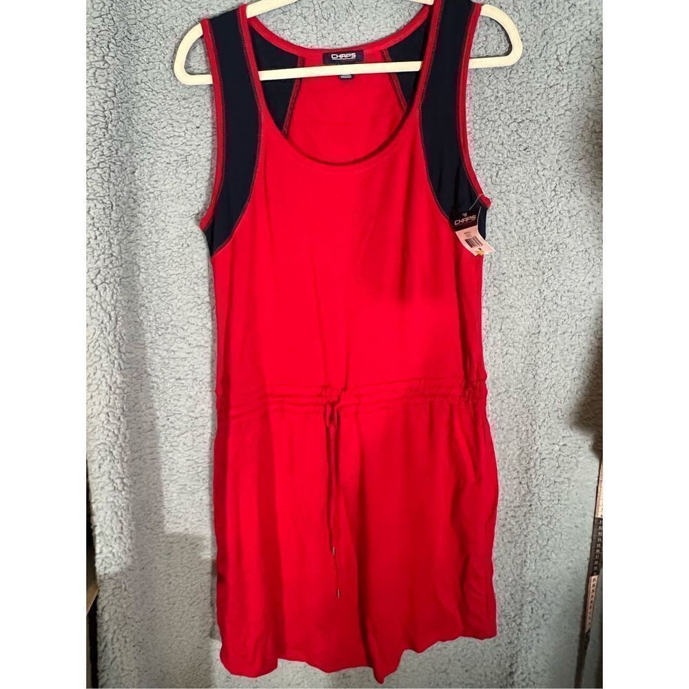 Chaps Sport Womens Colorblock Casual Dress Yacht Red Size M